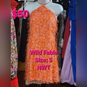 Wild Fable Textured Orange Halter Dress